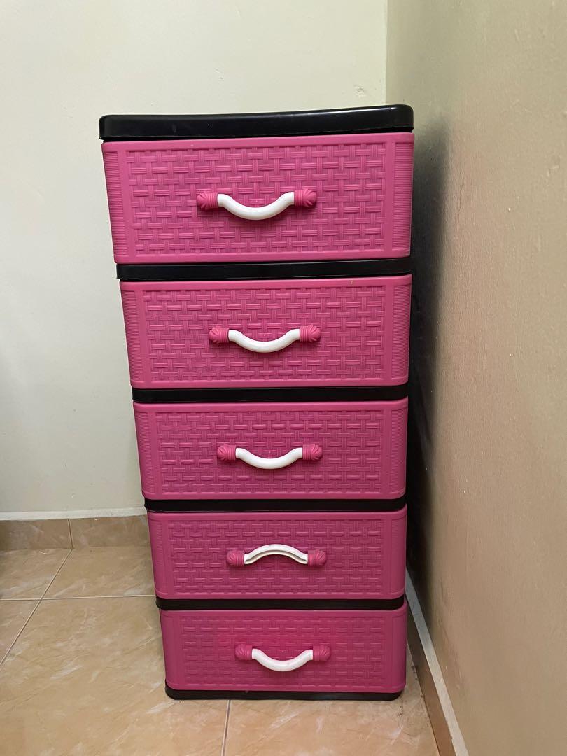 Plastic drawer pink, Furniture & Home Living, Furniture, Shelves