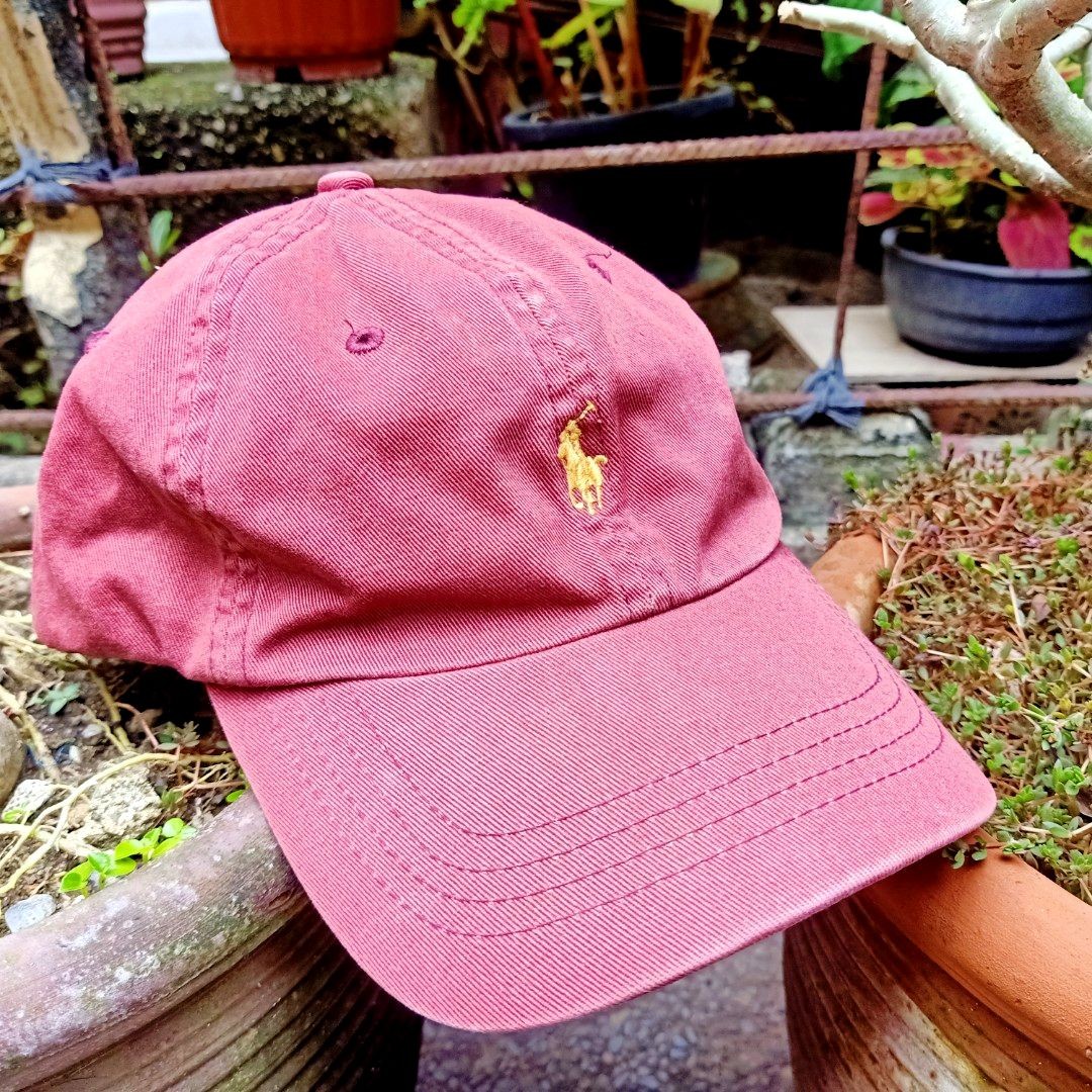 Pink polo hat with leather strap discount