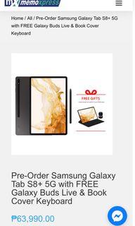 Pre-Order Samsung Galaxy Tab S8+ 5G with FREE Galaxy Buds Live & Book Cover Keyboard