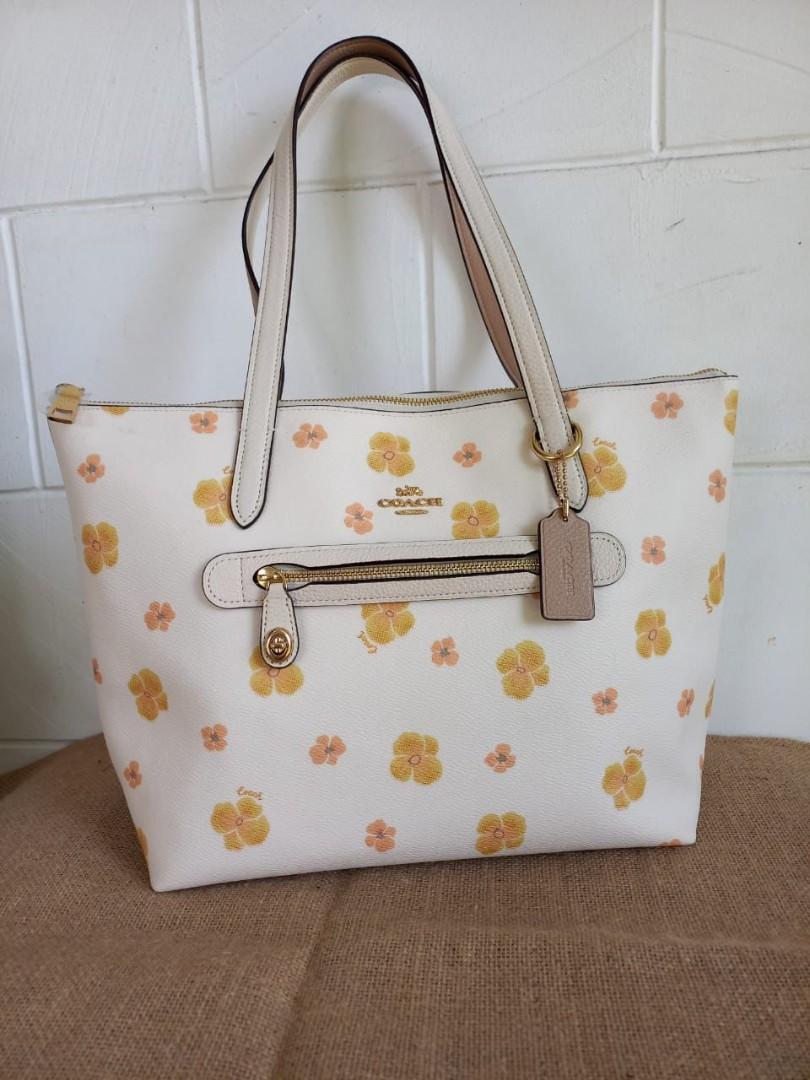 Coach taylor pansy sales print leather tote