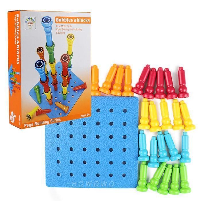Right To Learn Bubbles & Block Peg Stacker Pegs Building set, Hobbies ...