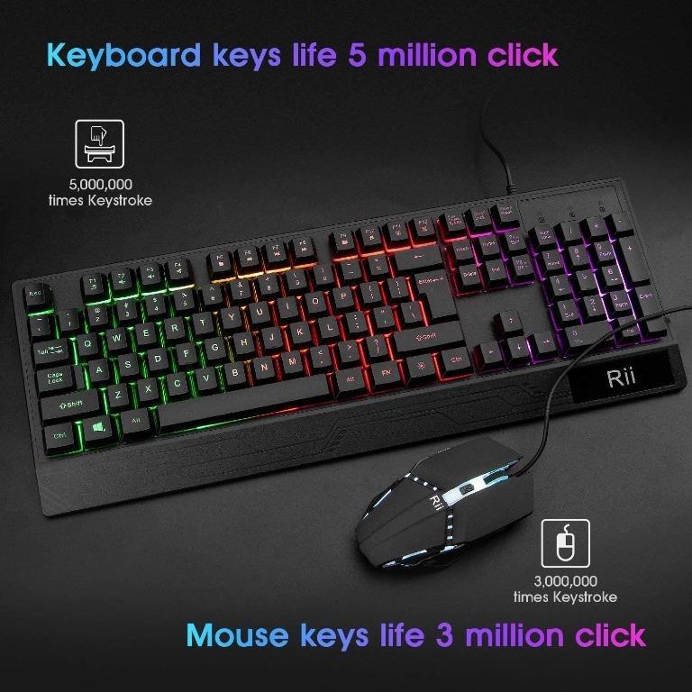 Rii RK400 RGB Gaming Keyboard and Mouse Combo,Wired Mechanical Feel 3
