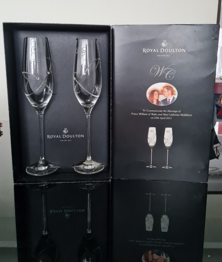 Royal Doulton Commemorative Champagne Glasses, Furniture & Home