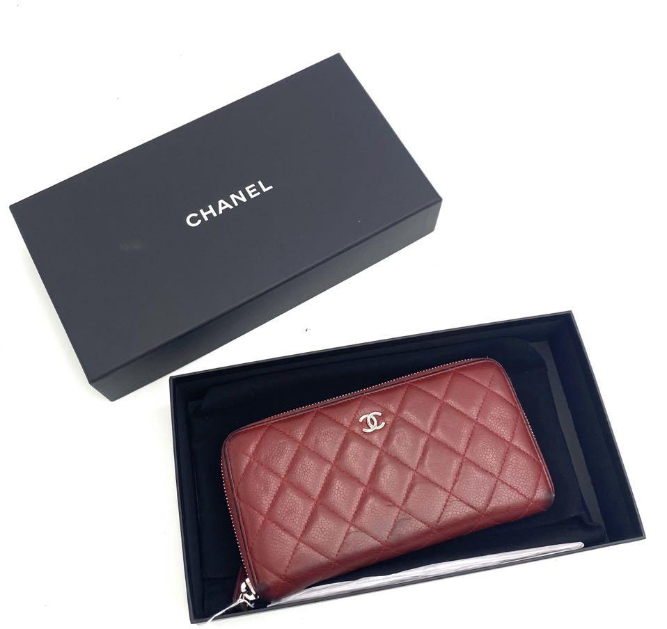 💖 💯 Authentic Chanel CC Caviar Skin Diamond Quilted Matelasse Long  Continental Zippy Wallet in Ox Blood 🩸 Red Burgundy with Silver Hardware  💖, Women's Fashion, Bags & Wallets, Wallets & Card Holders on Carousell