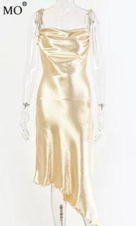 satin dress /  asimetris midi dress