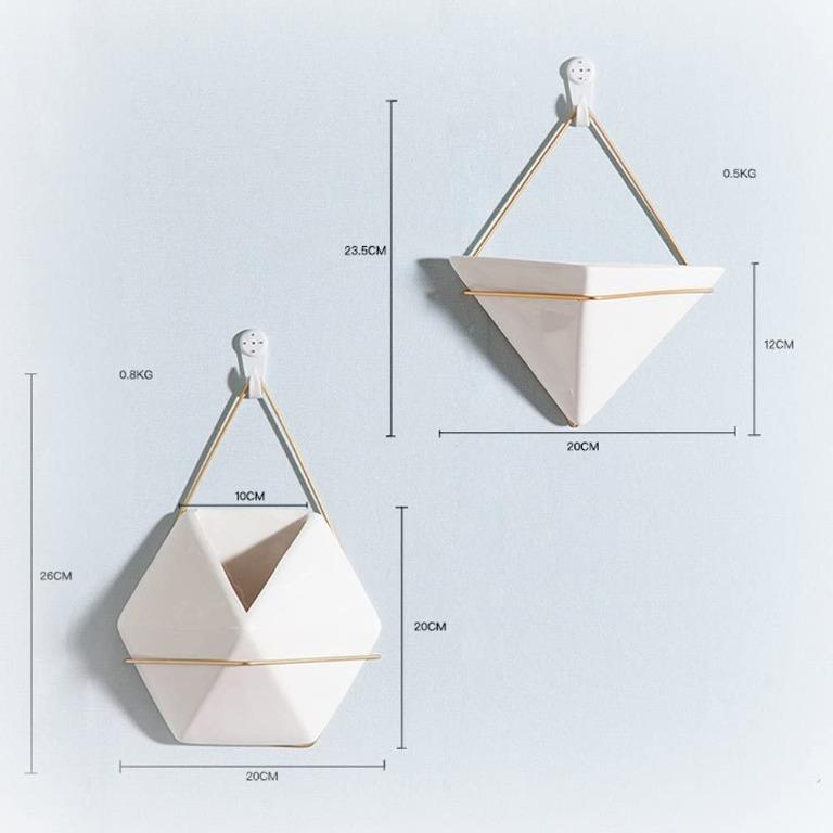 [sg stock] Purzest Wall Decor Planters 2 Set White Ceramic Hanging