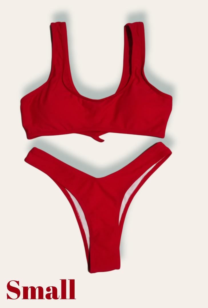 Shein Red Bikini Womens Fashion Swimwear Bikinis And Swimsuits On Carousell