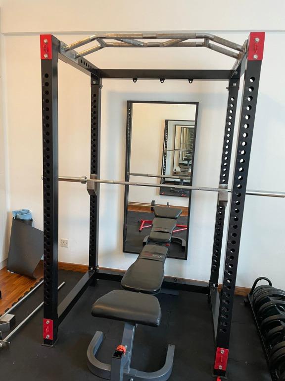 Squat Rack and Weights Full home gym set up, Sports Equipment