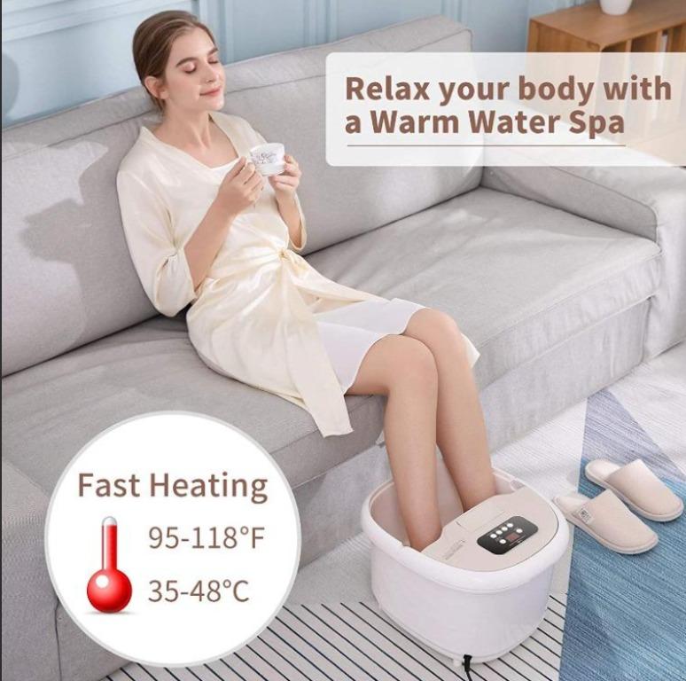 Turejo Foot Spa Bath Massager with Heat Bubbles, Upgraded 6 Automatic