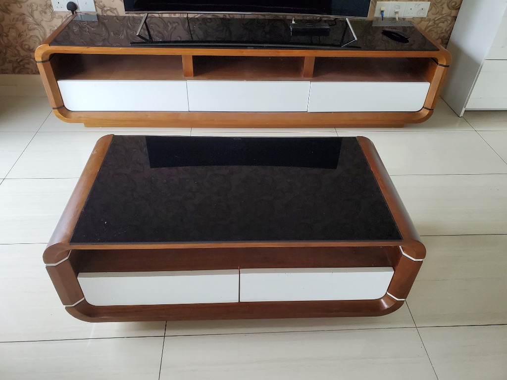 TV console table with matching coffee table, Furniture &amp; Home Living ...