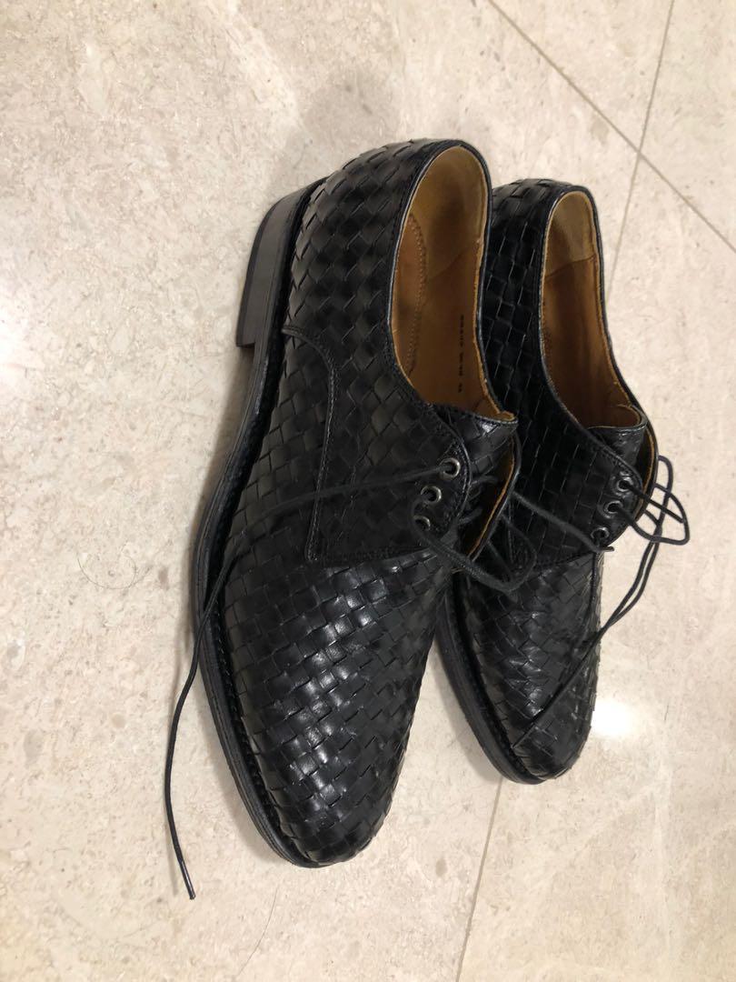Ugo Vasare men black leather Derby dress shoes lace up shoes