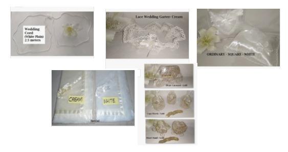 Wedding Accessories - Cord, Pillows, Arrhae / Aras, Garter, Veil