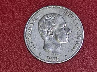 1885 50 Centimos de Peso Alfonso XII Spanish-Philippine Coin