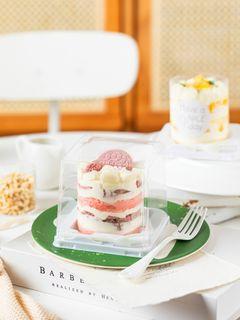 2/3" Mini Clear/Transparent Cake Box w/Fork/Roll Cake Box /Cream Puffs Box ( Ready Stock)