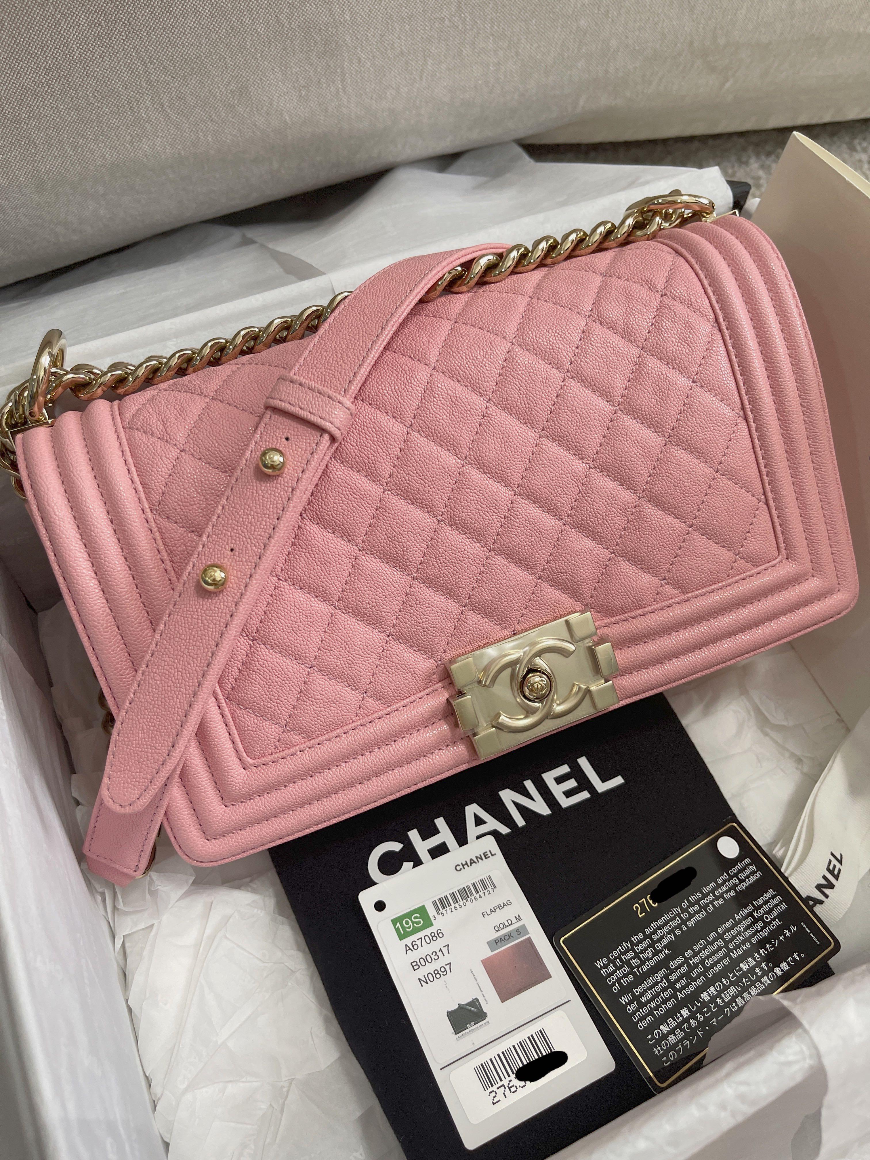 27 🦄 Chanel 19s Boy Pink Caviar LGHW, Luxury, Bags & Wallets on Carousell