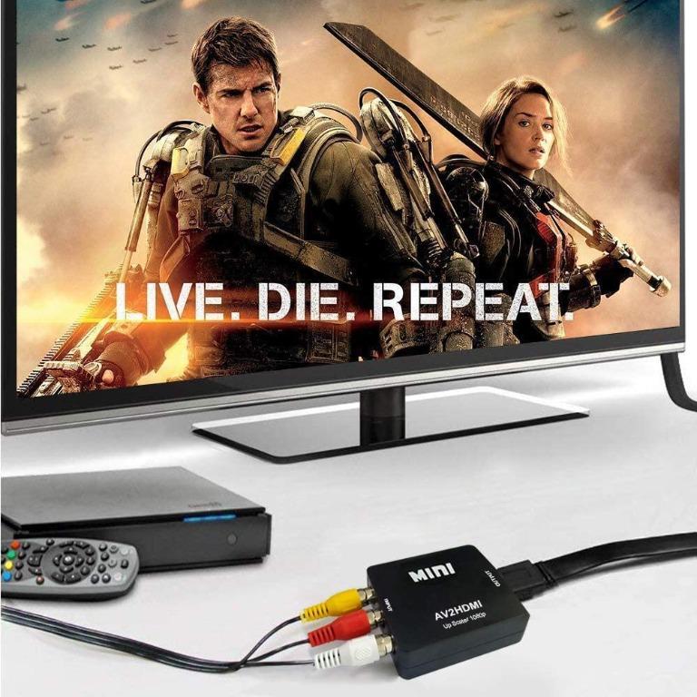 RCA to HDMI Converter AV to HDMI Adapter Composite/CVBS to HDMI Video Audio  Converter, Widely Compatible with Various RCA Equipment for N64, PS2, PC,  Laptop, VHS, VCR, Camera DV ect. 