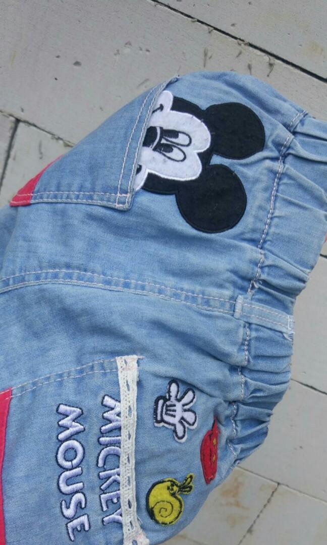 4y) Mickey Mouse Denim Short, Bayi 