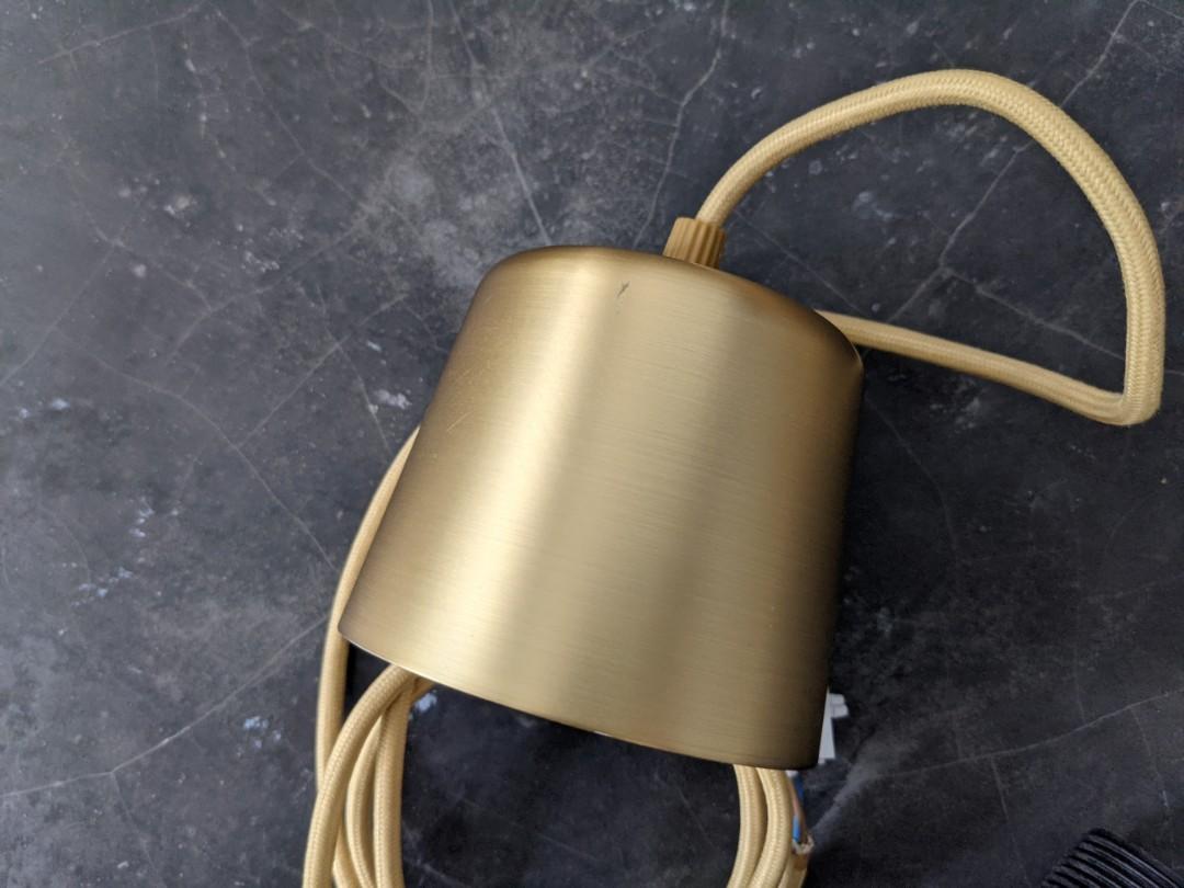 IKEA Hemma Pendant Cord Set Black Brass