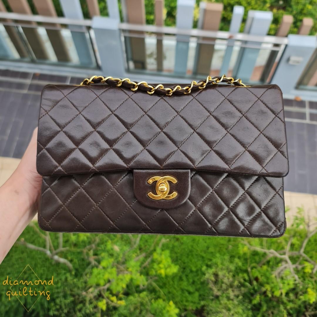 🤎 (SOLD) VINTAGE CHANEL CLASSIC FLAP BAG MEDIUM LAMBSKIN DARK