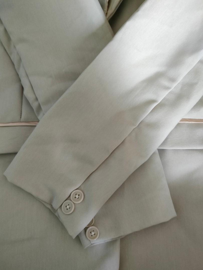 Armani Wedding Coat with Vest (Beige) (Category: Sets & Coordinates) located in Taguig. Submitted by jmsantos19 (Listing ID 1142939021, Image 3). Description: Original Price - 8,000 Used once (Wedding day) Good as new. No signs of damages, stains In good condition Dry-clean (done) stored in vacuum seal bag. Inclusions: and its sizes in inches 1) Coat Length- 37 Waist- 38 Sleeves- 22 2) Vest Length- 22 Waist- 35 3) Pants Length- 36.5 Waist- 33 Hip