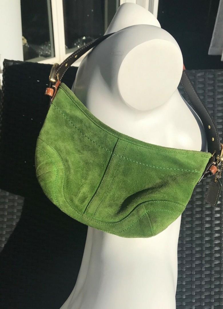 Coach green suede handbag clearance
