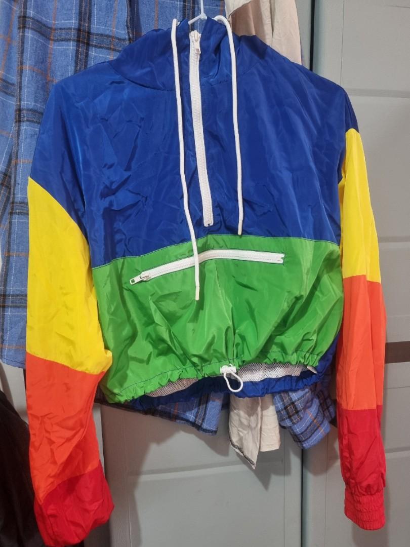 Authentic Forever 21 windbreaker pullover half zip front pocket jacket Women s Fashion Activewear on Carousell