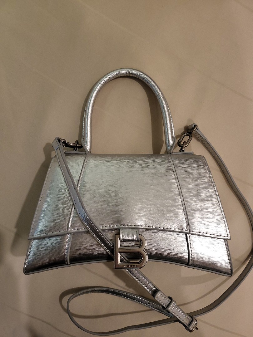 Balenciaga Hourglass Silver Sequins Leather Top Handle Bag at 1stDibs