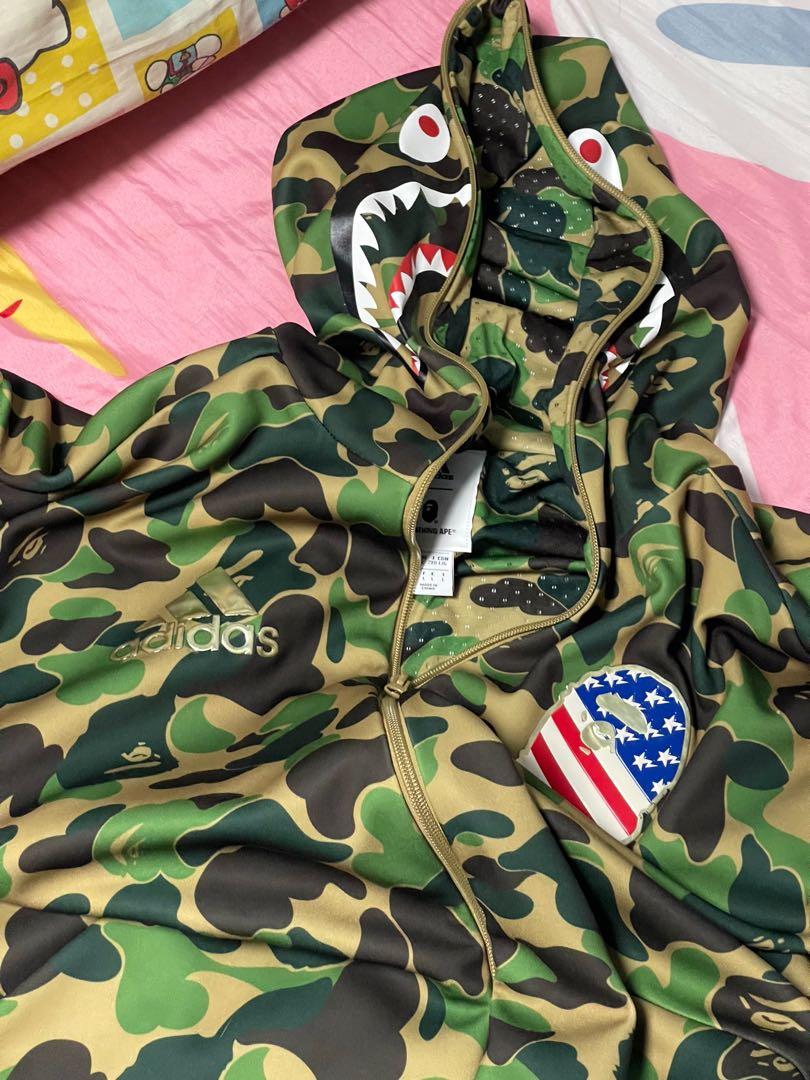 Bape x adidas sb shark hoodie green deals