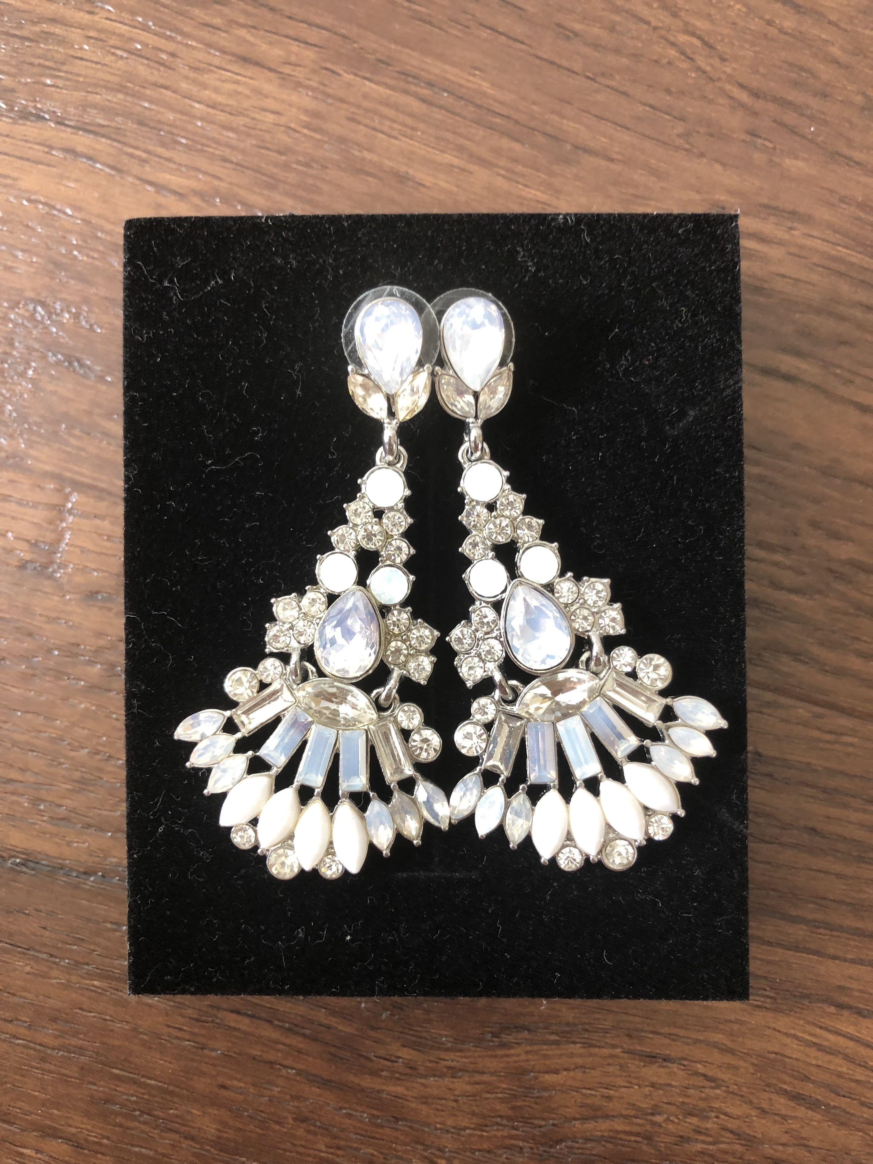 White chandelier new arrivals earrings