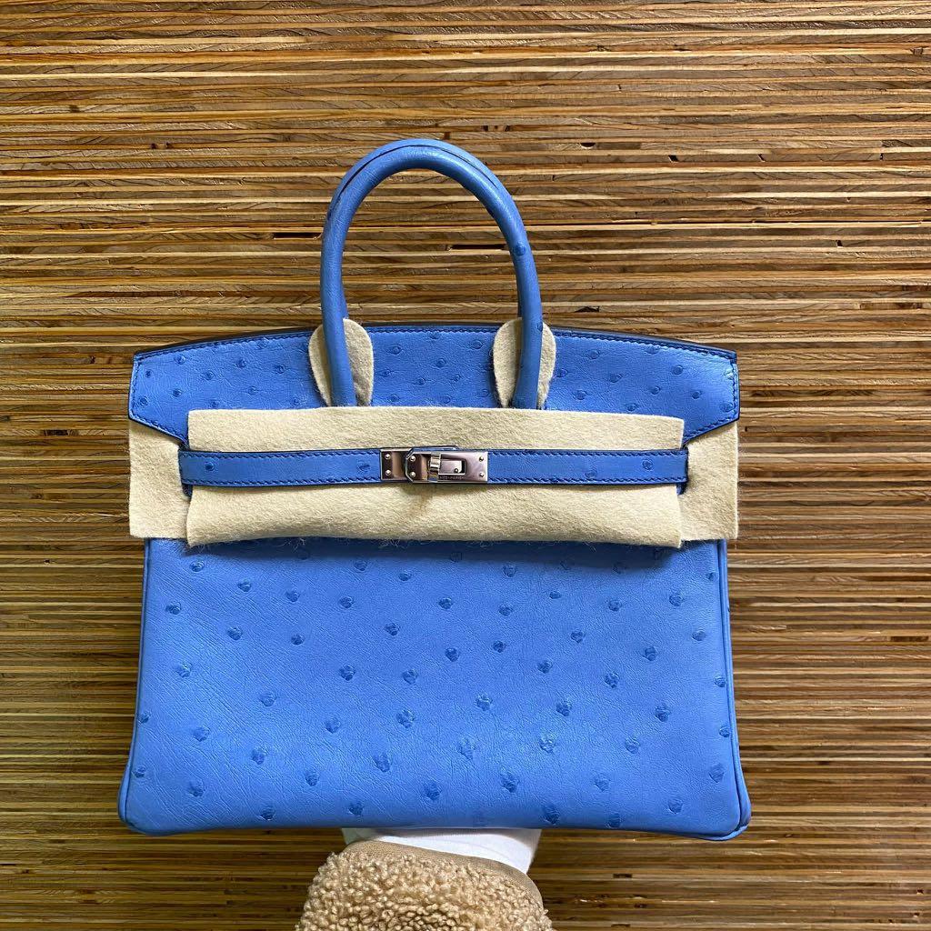 BIRKIN 25 7Q BLUE MYKONOS QSTRICH