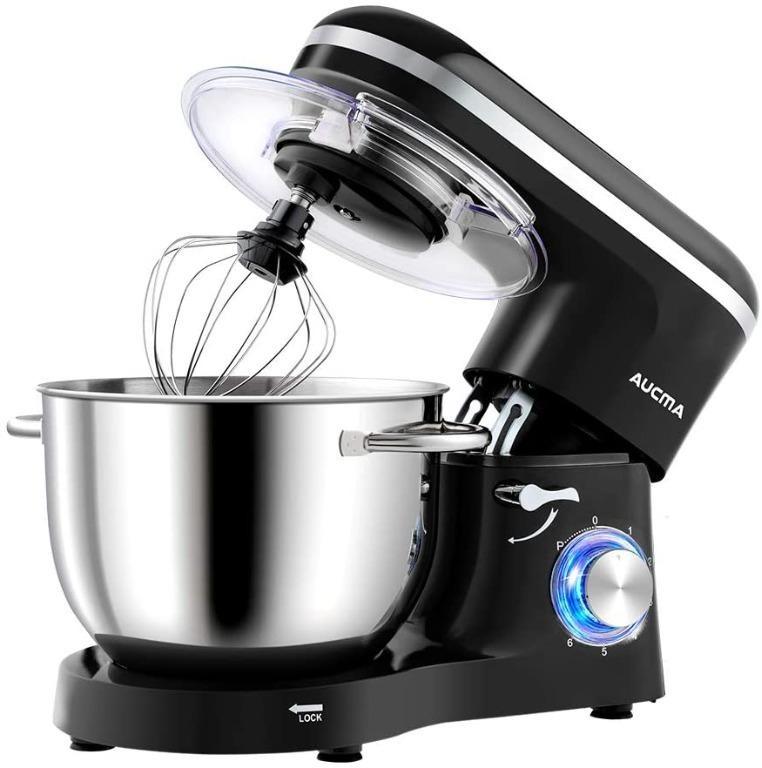 UK Plug 220V 4.2L Multifunctional High Efficiency 6 High Speed Household Stand Mixer with Beater Whisk and Dough Hook Electric Automatic Stand Mixer Egg Flour Bread Beating Blending Machine 