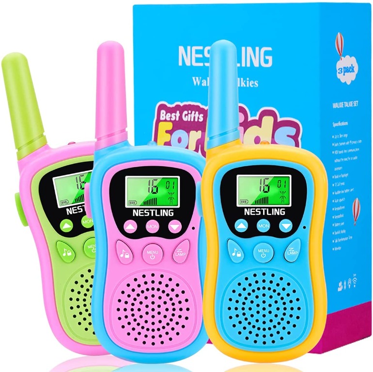 C6225] Nestling Walkie Talkie Pack,8 Channels Way Radios toy with  Backlit LCD Flashlight,Easy to Use Miles Range for Kids Indoor Outdoor  Activity with Family and Friends, Mobile Phones 