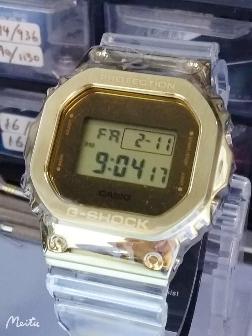 Casio G Shock GM-5600SG-9DR 鋼殼版金色男錶WR200m 透明帶, 名牌, 手錶- Carousell