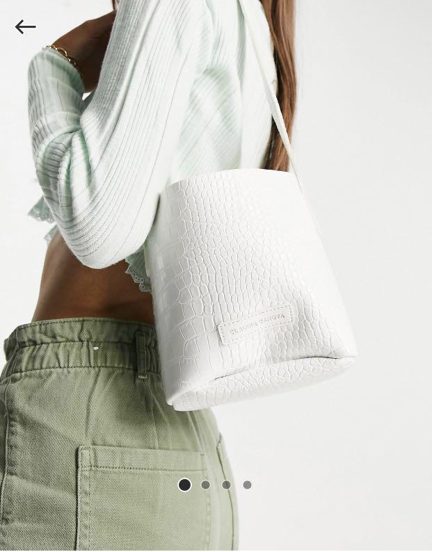 Claudia Canova Mini Bucket Bag In White Croc Women s Fashion