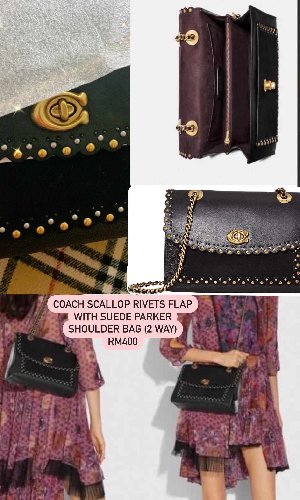 Coach parker hotsell with scallop rivets