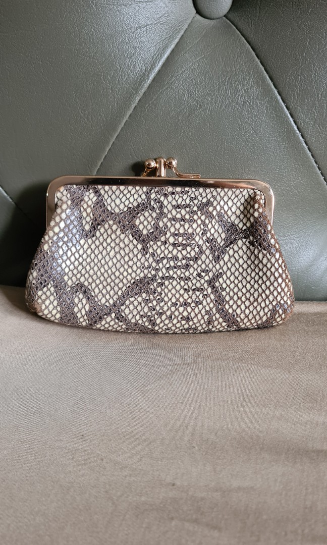 DG Vera Pelle Snakeskin embossed leather kisslock coin purse