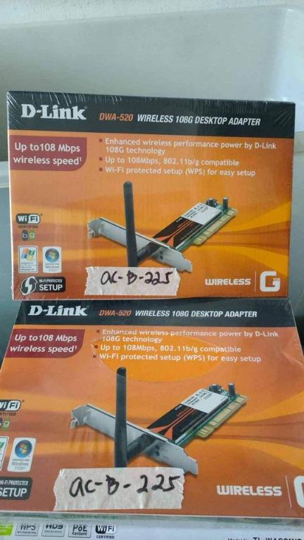D-LINK DWA-520 WIRELESS 108G DESKTOP ADAPTER @P2500Each, Computers ...