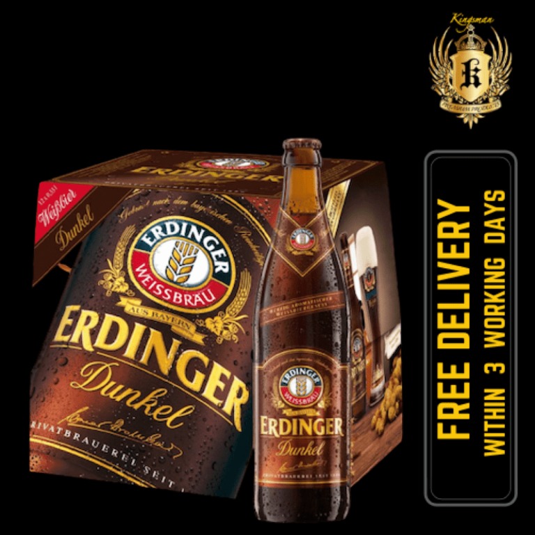Erdinger Dunkel Beer 12 x 500ml (BBD Sep 2022), Food & Drinks
