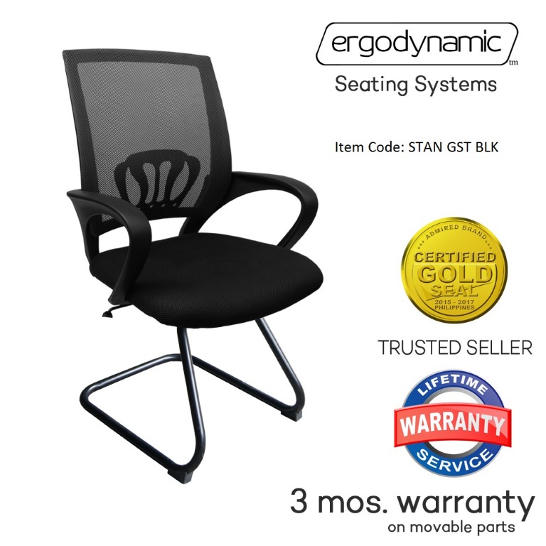 Ergodynamic STAN GST Mesh guest Chair , chrome base, black mesh