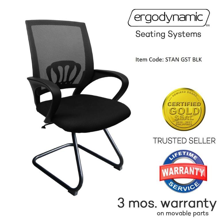 Ergodynamic STAN GST Mesh guest Chair , chrome base, black mesh