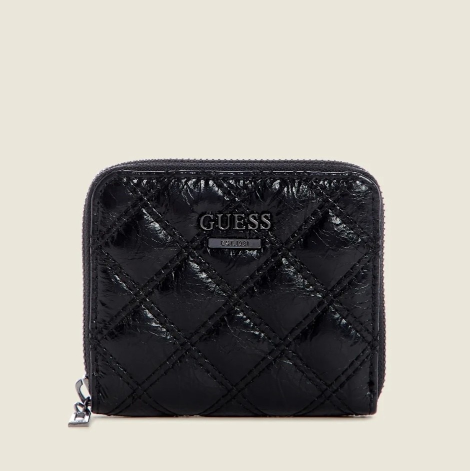 Guess Cessily Quilted Small ZipAround Wallet, Women's Fashion, Bags