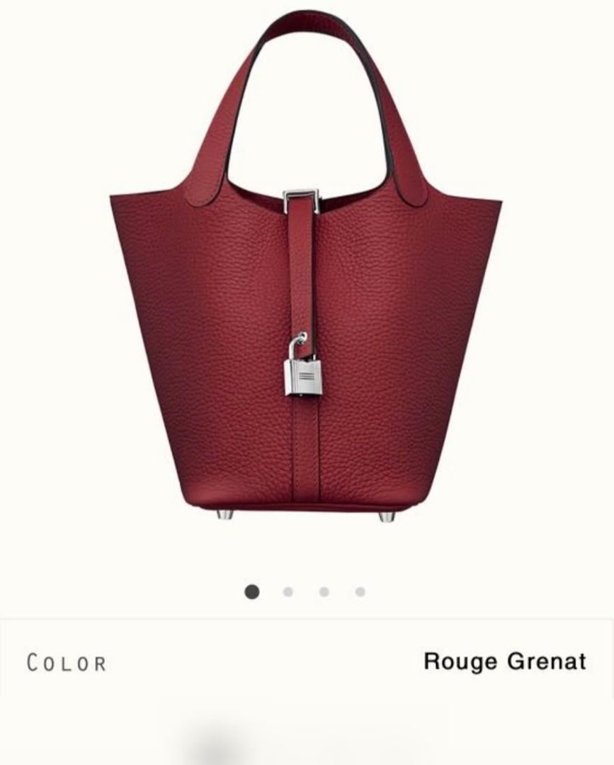 Hermes Rouge Grenat Taurillon Clemence Leather Picotin Lock 22 Bag