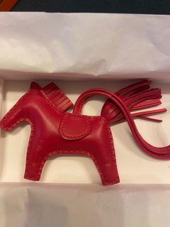 Authentic NEW Hermes Rodeo Horse bag charm Rose Indie Red Pink MM