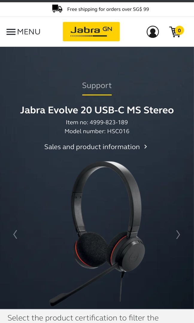 Jabra USB headset HSC016, Audio 