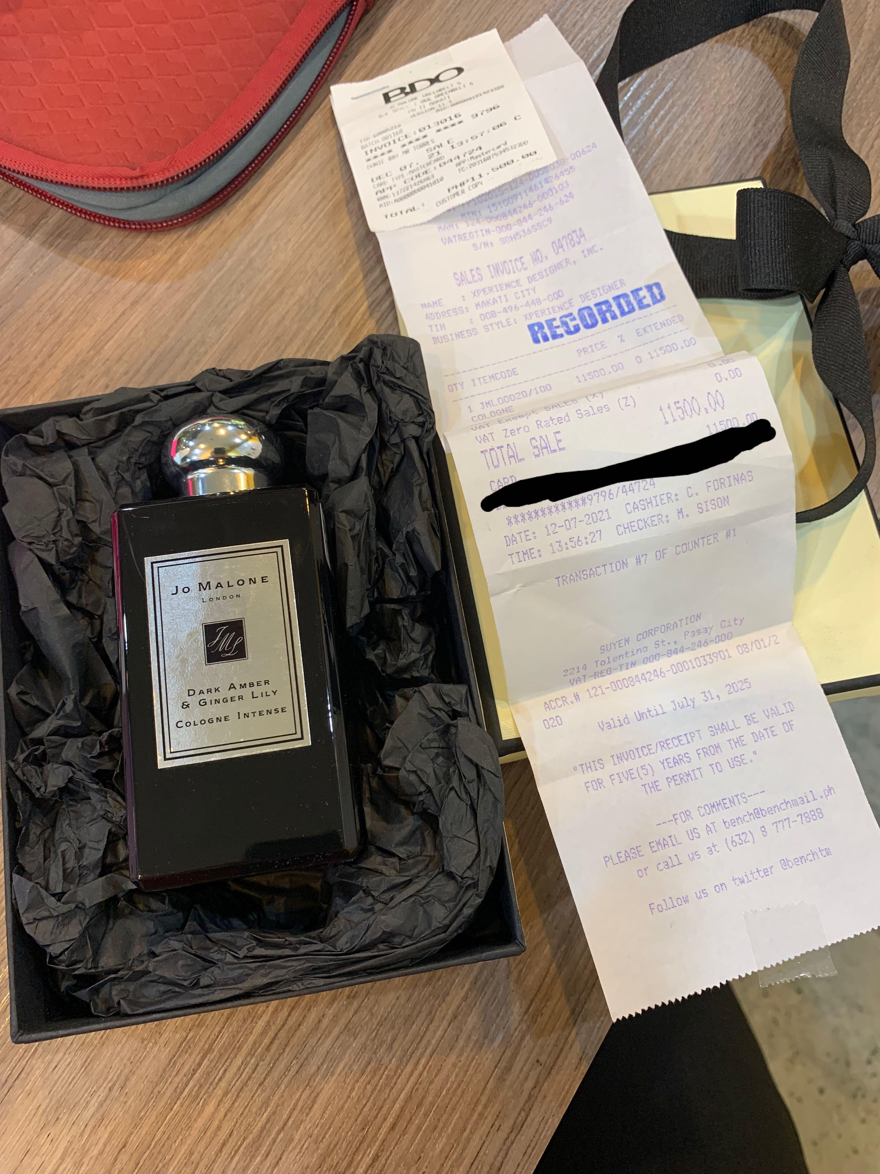 Jo Malone Dark Amber and Ginger Lily Cologne Intense (Category: Fragrance & Deodorants) located in Pasig City. Submitted by jprds (Listing ID 1143073428, Image 2). Description: Brand New Untouched Jo malone perfume. rfs: wrong scent..