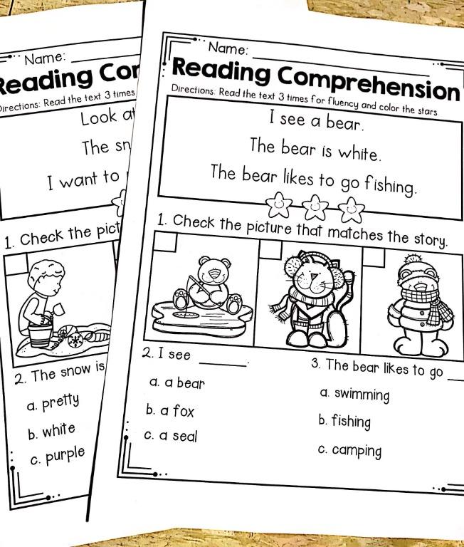 K3升p1 Reading Comprehension Worksheets 幼稚園小一英文閱讀理解補充練習 興趣及遊戲 書本 文具 書本及雜誌 補充練習 Carousell