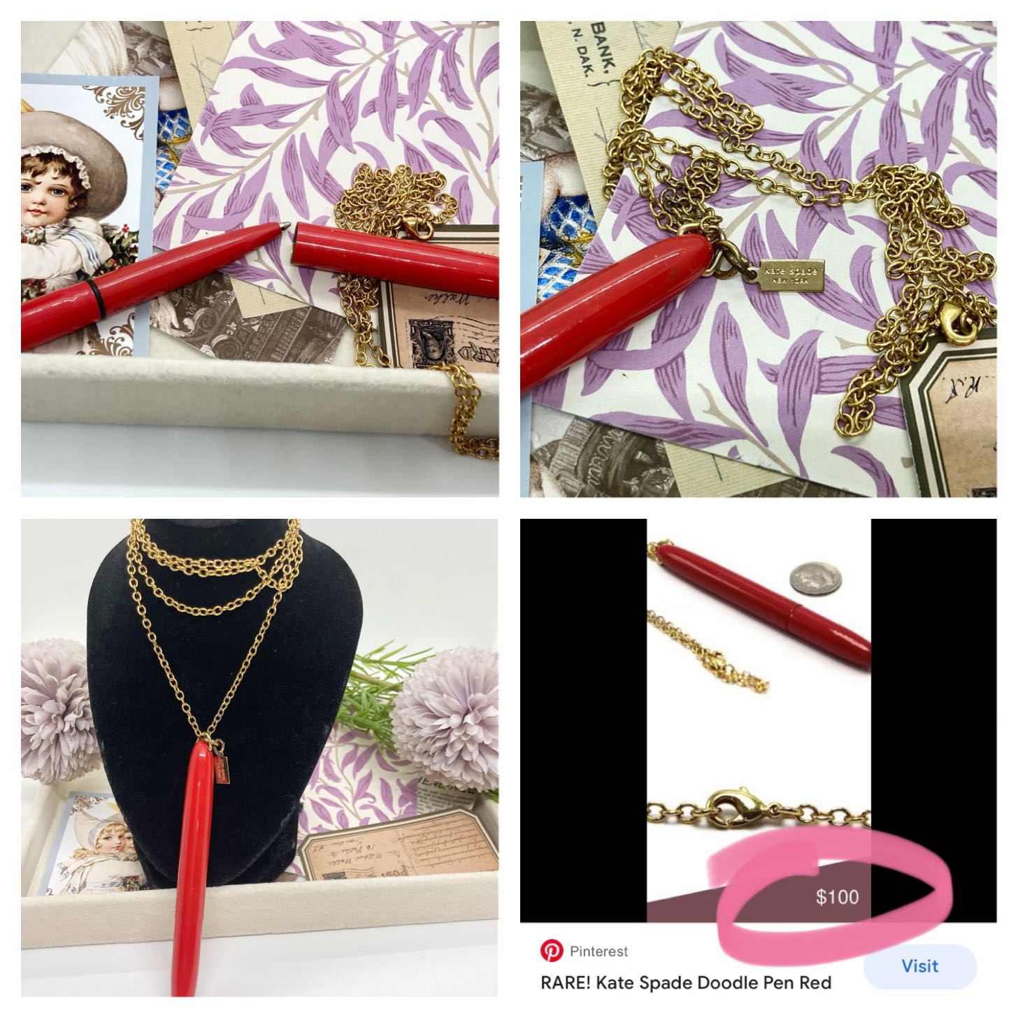 Kate Spade Red Pen Necklace