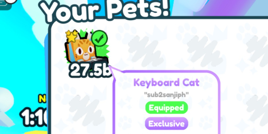 KEYBOARD CAT Exclusive in Pet Simulator X ₱15 / 6 STOCK, Video Gaming