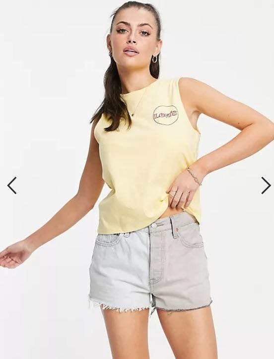 Levi s tank with small logo in yellow Women s Fashion Tops Sleeveless on Carousell