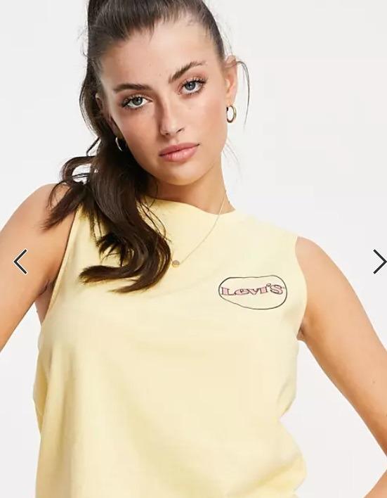 Levi s tank with small logo in yellow Women s Fashion Tops Sleeveless on Carousell